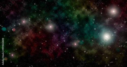 Colorful constellation in deep space. Art cosmic design © Александр Ковалёв