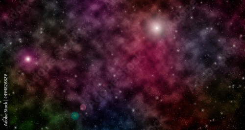 Stars in colorful nebula. Abstract cosmic art design