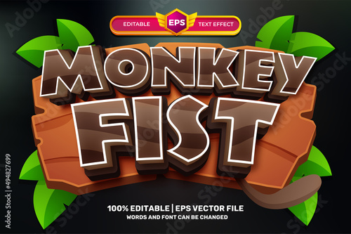 monkey fist cartoon adventure Bold 3D Editable text Effect Style