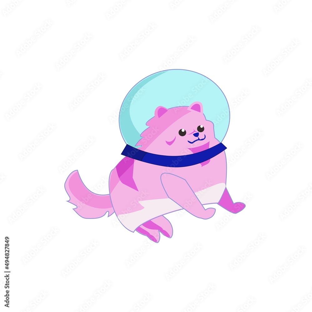 Spitz in a spacesuit helmet Cartoon vector illustration on white background Spitz in a spacesuit helmet Cartoon vector illustration on white background