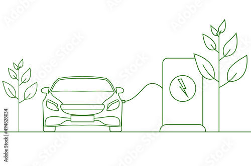 electric car charging line art design
