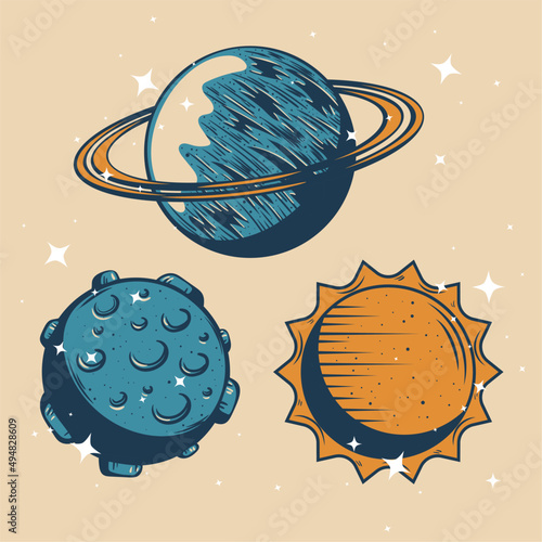 three space outer icons