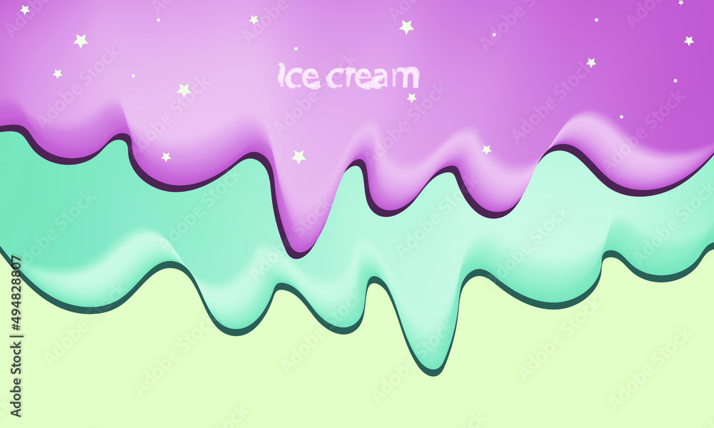 Obraz premium Double vanilla milk and strawberry ice cream melting on a creamy background. 
