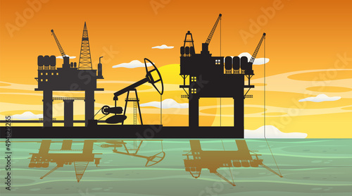 Petroleum industry concept with offshore oil platform