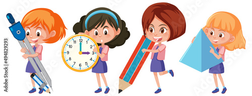 Children holding math tool