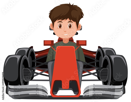 A man driving formula one racing car