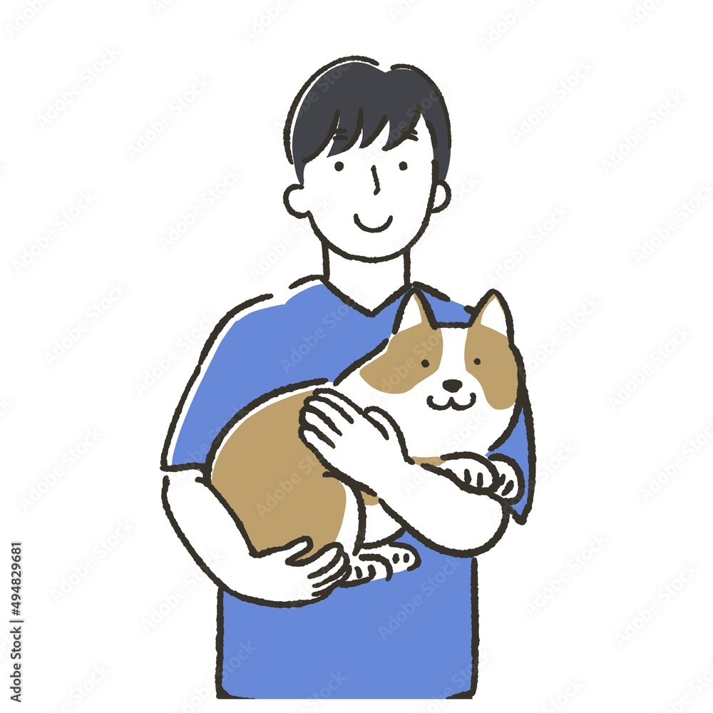 動物を抱く獣医師のイラスト