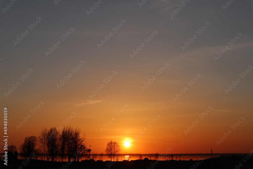 sunset over the river