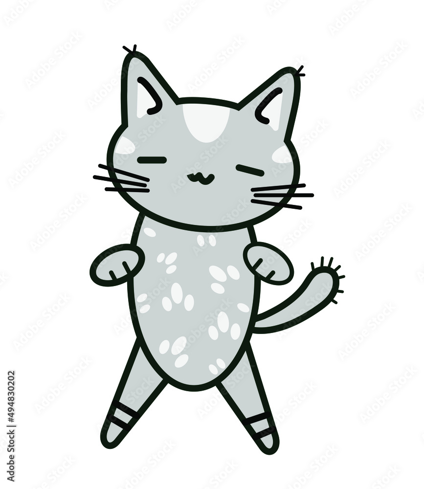 
Funny animals. A little kitten. Vector image in cartoon style. Color image.