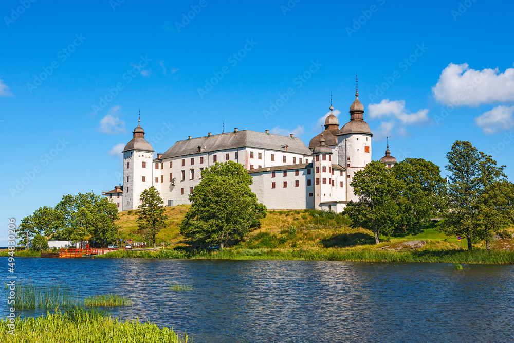 Beautiful Lacko castle on a hill by lake Vanern in Sweden