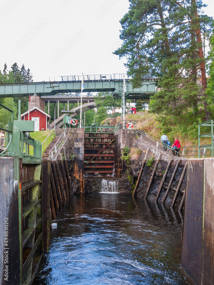Canal lock at the aqueduct in Håverud, Sweden