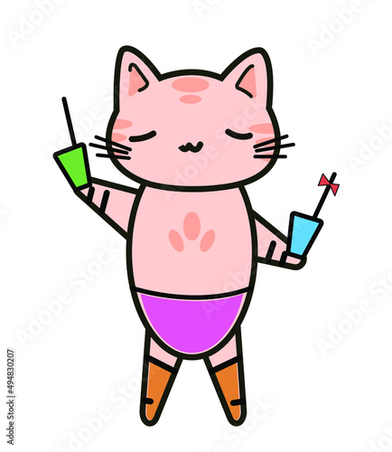 
Funny animals. A little kitten. Vector image in cartoon style. Color image.
