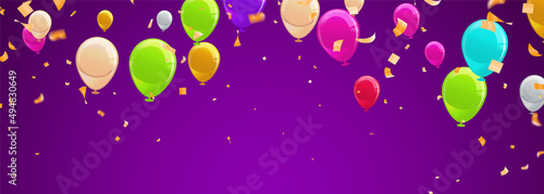Vector confetti. Festive illustration. Party popper isolated on background Set of Balloons for Birthday  Anniversary  Celebration Holiday Symbol Of Event