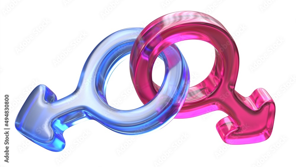 3d illustration of homosexual gey couple simbols