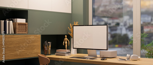 Wallpaper Mural Modern contemporary office interior with PC desktop computer Torontodigital.ca