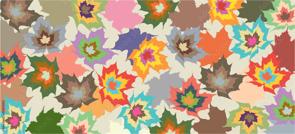 Elegant beautiful floral leaves seamless pattern, hand-drawn maple leaves, creative background of linear art, perfect for autumn seasonal fabrics fashionable prints for covers. Elegant beautiful floral leaves seamless pattern, hand-drawn maple leaves, creative background of linear art, perfect for autumn seasonal fabrics fashionable prints for covers.