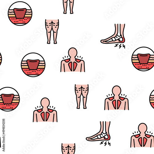 Disease Human Problem Vector Seamless Pattern Thin Line Illustration