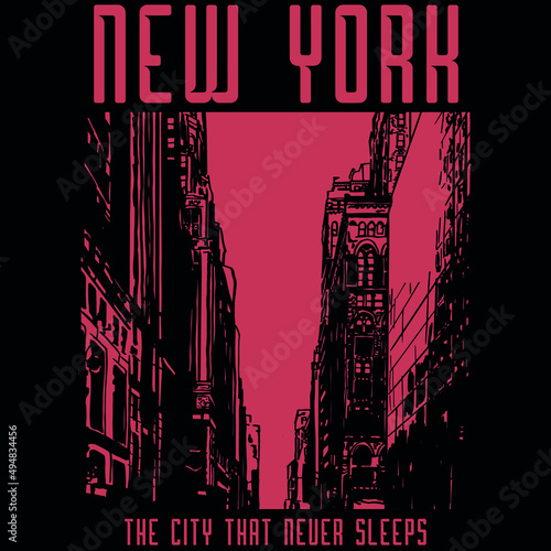 Photography new york sketch with slogan Vector design for t-shirt graphics, banner, fashion