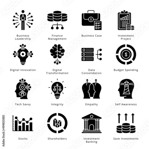 Smart Business Glyph Icons - Solid, Vectors;