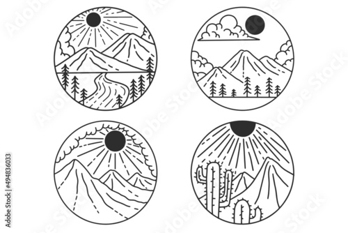 Collection Adventure Badges logo Camping mountain explorer Hand drawn expeditions outdoor
