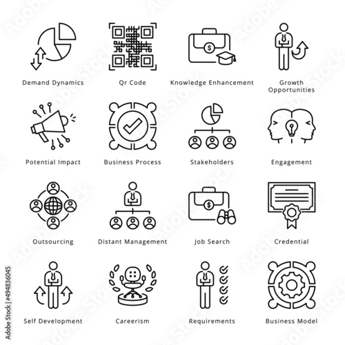 Smart Business Outline Icons - Stroked, Vectors