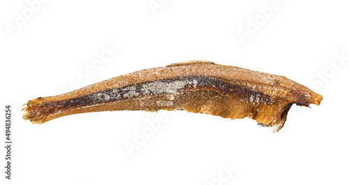 dried headless anchovy fish isolated on white background
