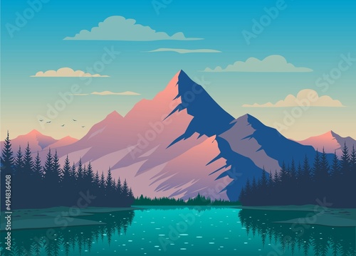 landscape with lake and mountains 