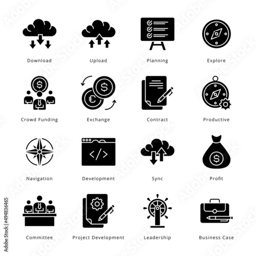 Smart Business Glyph Icons - Solid, Vectors;
