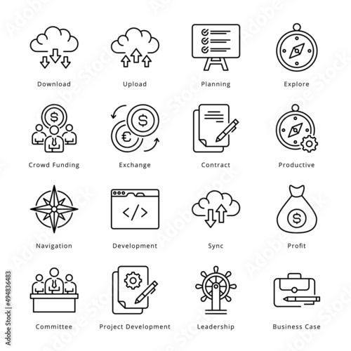 Smart Business Outline Icons - Stroked, Vectors