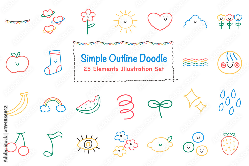 Fototapeta premium Simple Outline Doodle Illustration