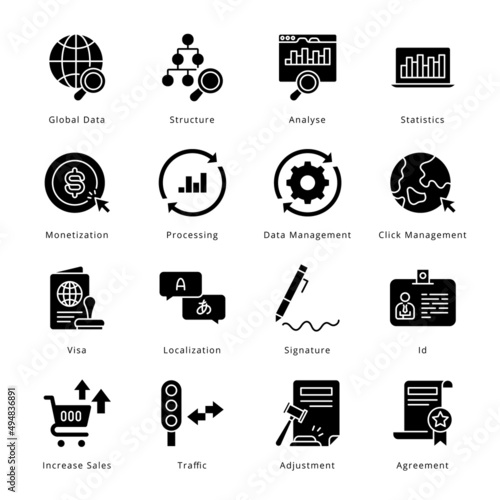Smart Business Glyph Icons - Solid, Vectors;