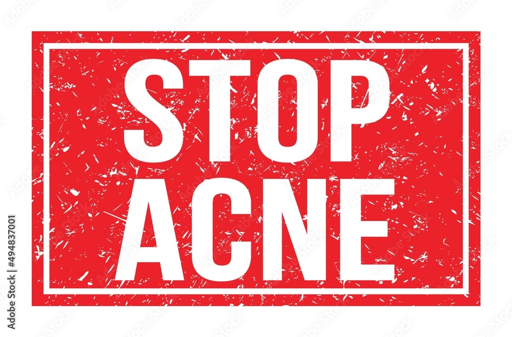 STOP ACNE, words on red rectangle stamp sign STOP ACNE, words on red rectangle stamp sign