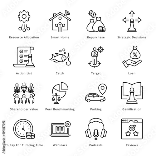 Smart Business Outline Icons - Stroked, Vectors
