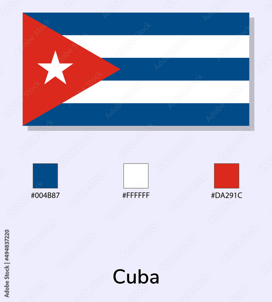 Vector Illustration of Cuba flag isolated on light blue background. Illustration National Cuba flag with Color Codes. As close as possible to the original. ready to use, easy to edit.
