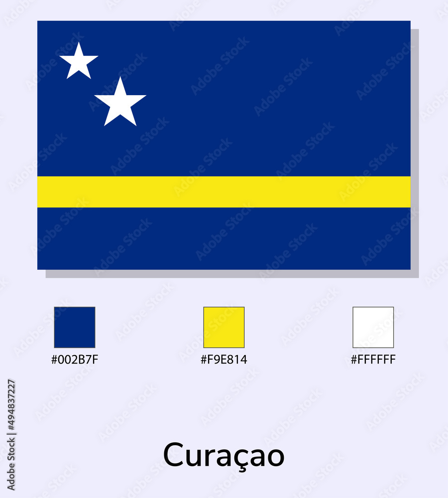Vector Illustration of Curaçao flag isolated on light blue background. Illustration Curaçao flag with Color Codes. As close as possible to the original. ready to use, easy to edit. vector eps10. Vector Illustration of Curaçao flag isolated on light blue background. Illustration Curaçao flag with Color Codes. As close as possible to the original. ready to use, easy to edit. vector eps10.