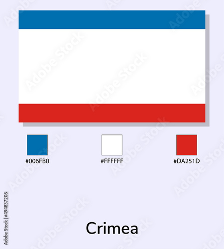 Vector Illustration of Crimea flag isolated on light blue background. Illustration Crimea flag with Color Codes. As close as possible to the original. ready to use, easy to edit.
