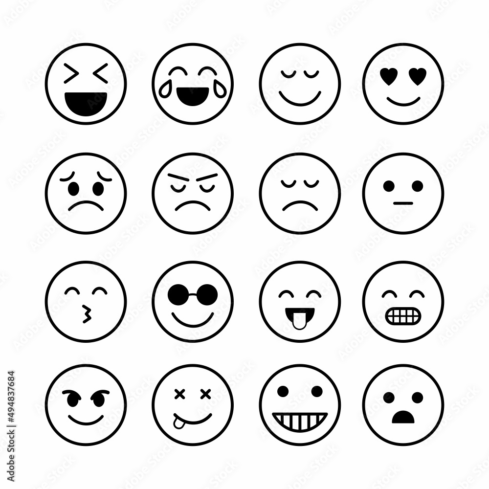 outline emoji set vector icon outline emoji set vector icon