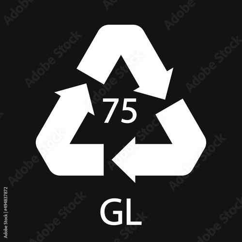 Low Lead Glass. Glass recycling code 75 GL. Vector illustration