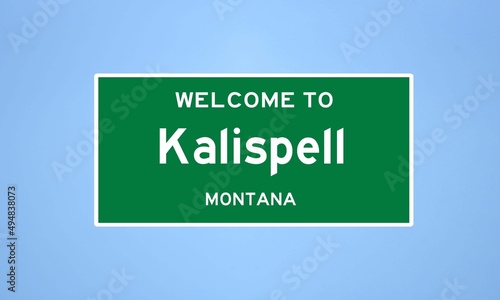 Kalispell, Montana city limit sign. Town sign from the USA. photo