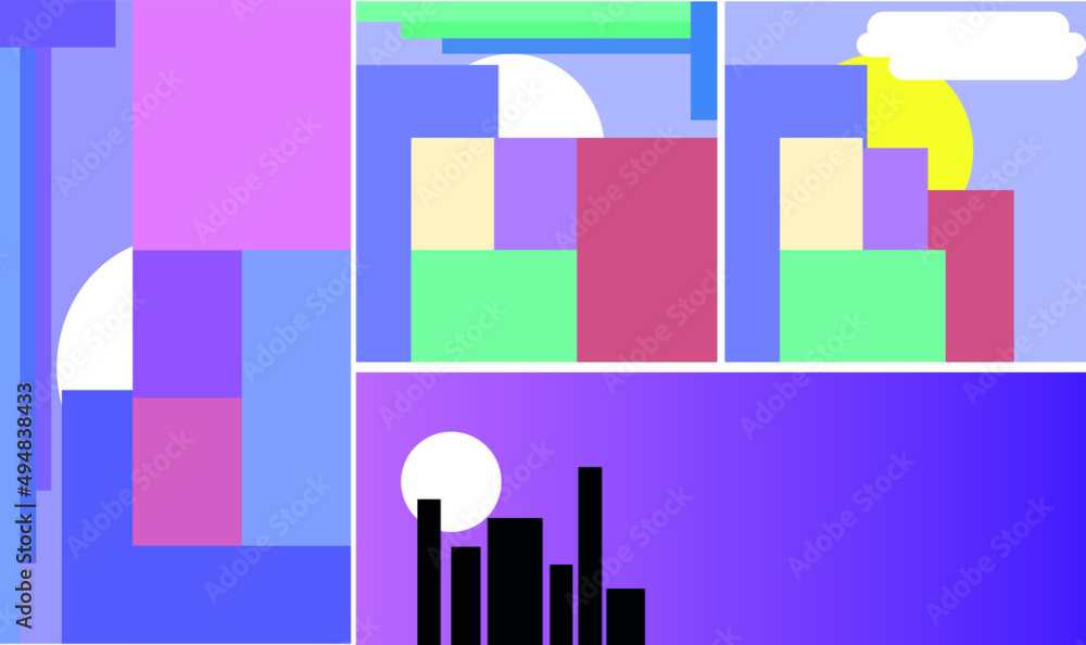 Abstract pattern background rectangular and circle, abstract city illustration Abstract pattern background rectangular and circle, abstract city illustration