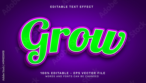 grow neon color 3d text effect and editable text effect