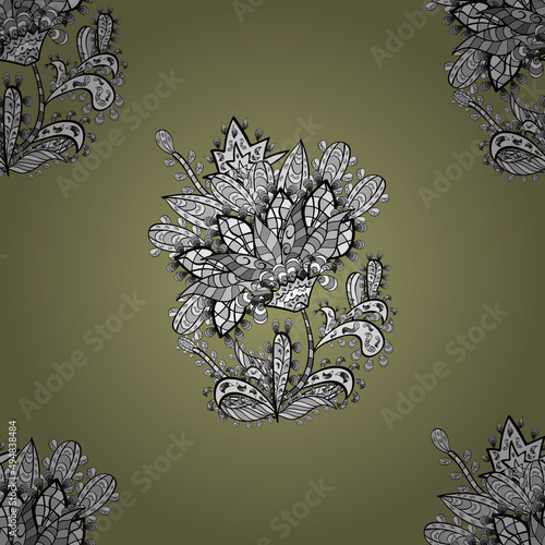 Wallpaper Mural seamless pattern with white floral doodles elements Torontodigital.ca