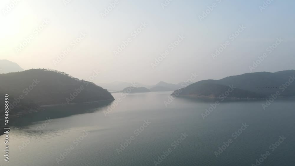 Incredible aerial shot of mountains and lakes in Goheung, South Korea Incredible aerial shot of mountains and lakes in Goheung, South Korea