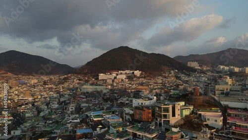 Aerial view of Yeosu City in South Korea. Overpopulation and poverty concept photo