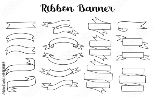 Outline Set of ribbon banners vector