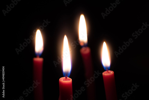 Candles lit at night, using candles when there is no electricity