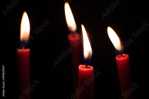 Candles lit at night, using candles when there is no electricity