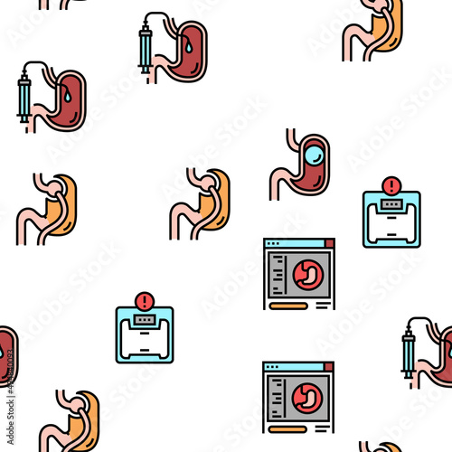 Bariatric Surgery Vector Seamless Pattern Thin Line Illustration