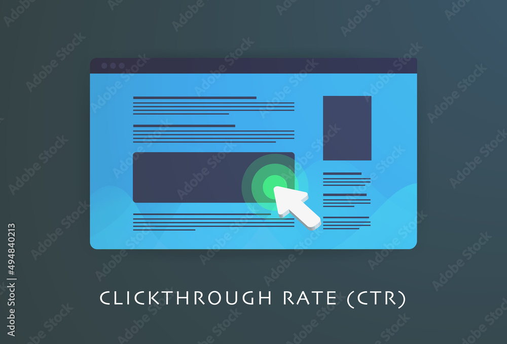 Click-through Rate or CTR concept. Online advertising campaign and marketing  strategy with ad banner Stock Vector | Adobe Stock