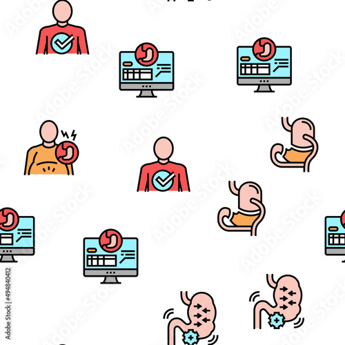 Bariatric Surgery Vector Seamless Pattern Thin Line Illustration